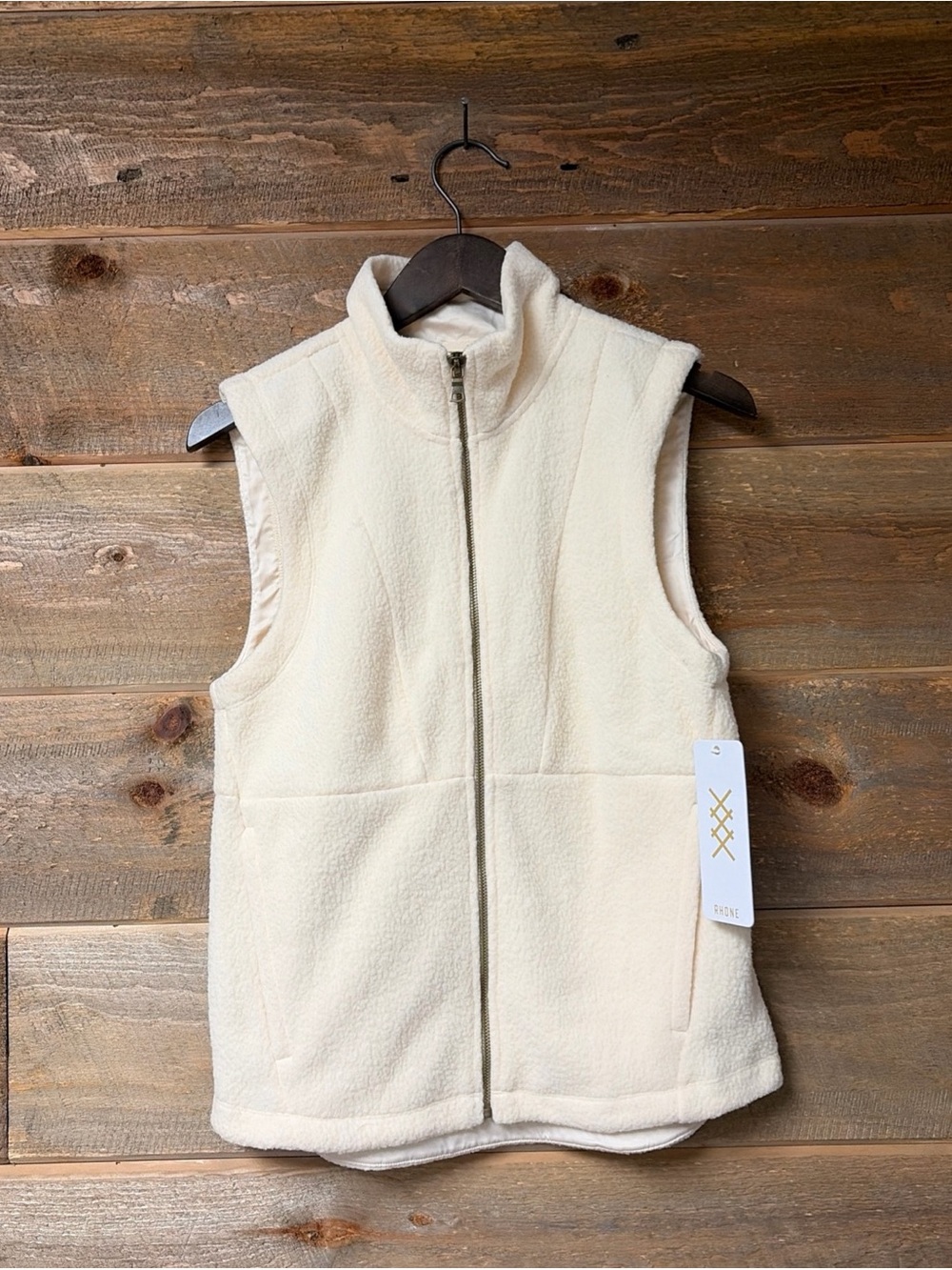 Rhône Women's Aloft Fleece Full Zip Vest Sleeveless Jacket Ivory Sz S NWT